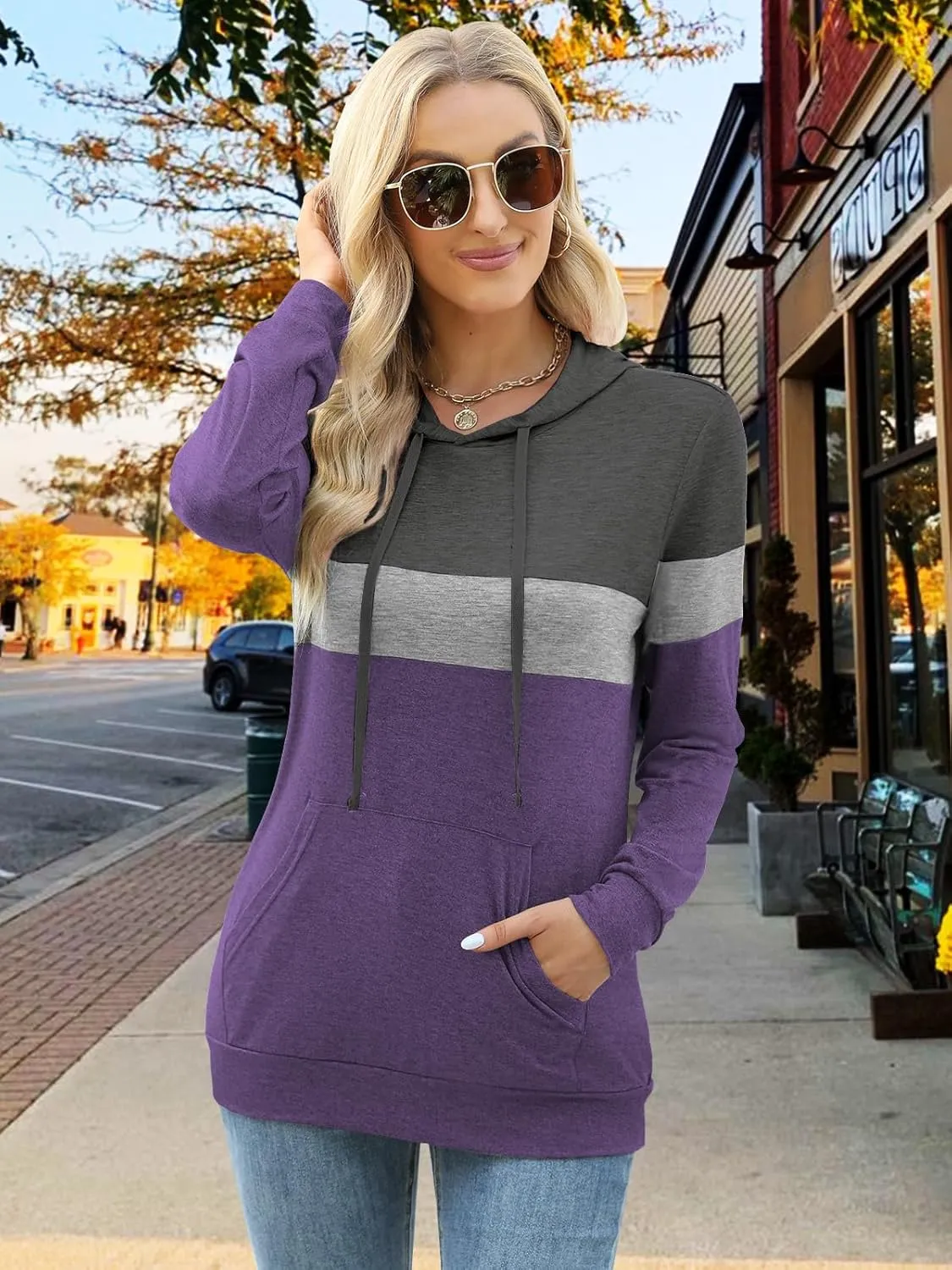 Womens Tops Ladies Tunics Casual Shirts Long Sleeve Hoodie Pullover Blouses Loose Fitting Tees Fashion Clothing Sweatshirts