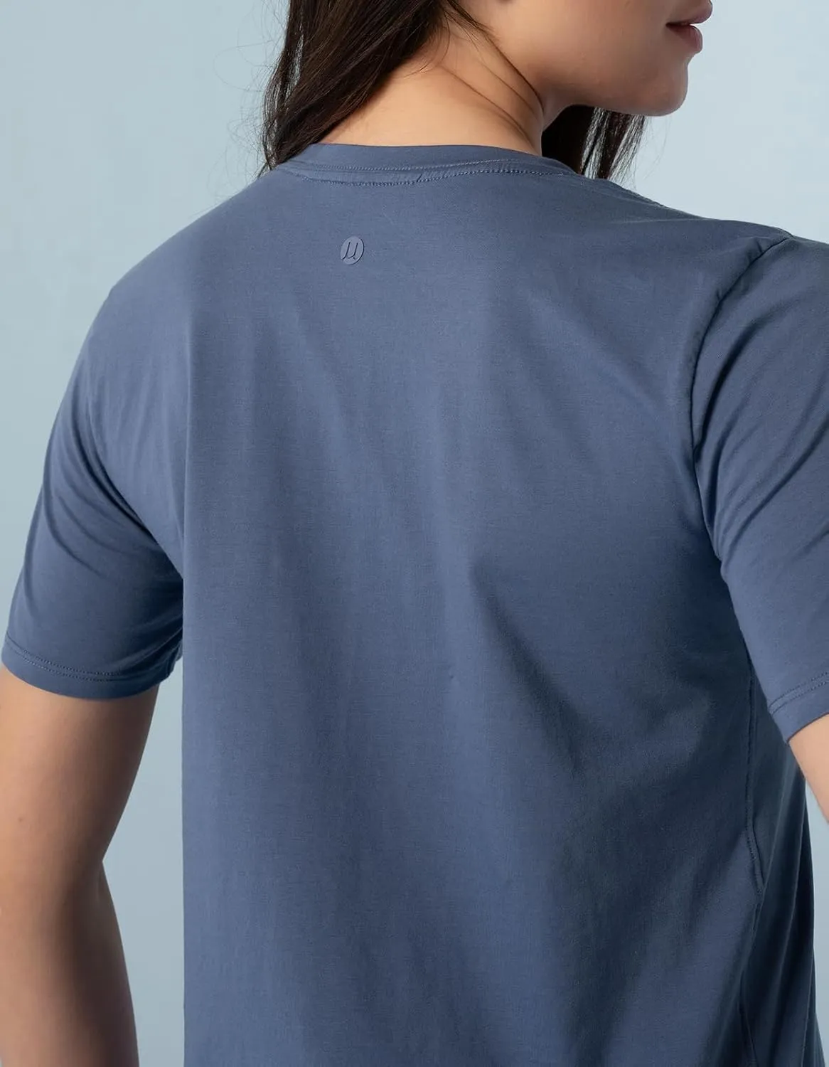 Women's Workout T-Shirt Pima Cotton Short Sleeve Curved-Hem V-Neck Shirts Athletic Yoga Tee Tops