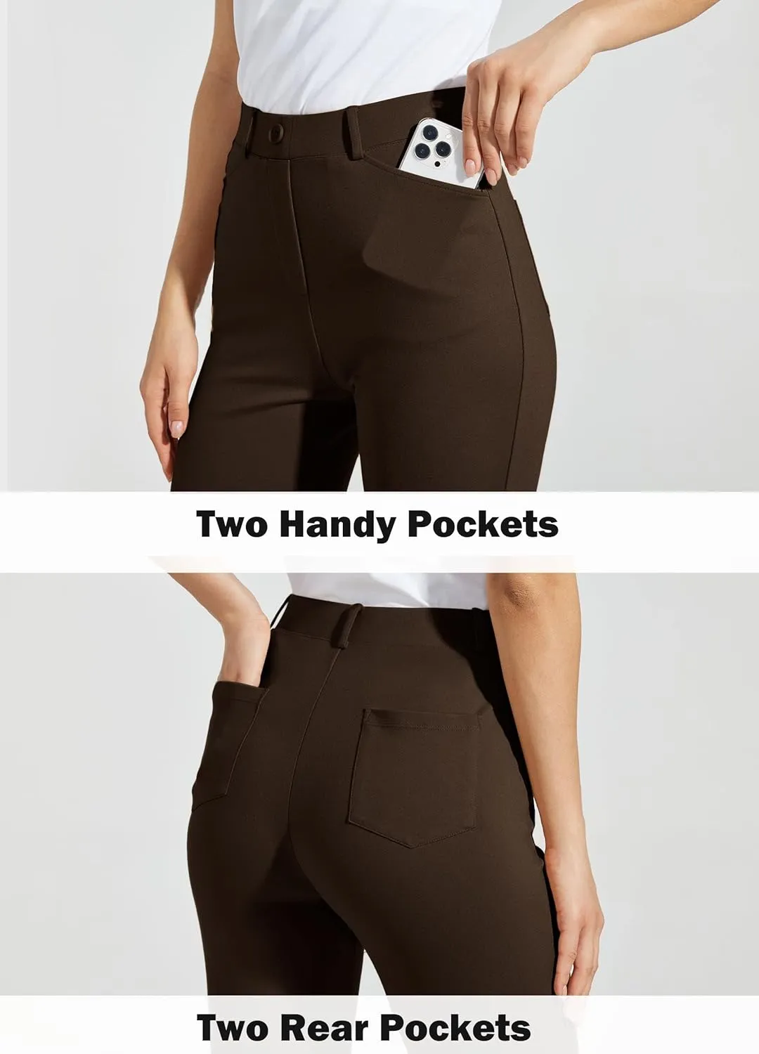 Women's Yoga Dress Pants Bootcut Work Slacks Stretch Office with Belt Loops 4 Pockets 28/29"/30"/31"/33"