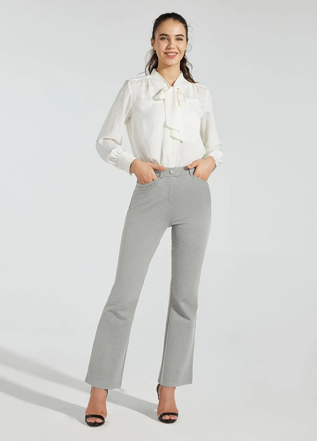 Women's Yoga Dress Pants Bootcut Work Slacks Stretch Office with Belt Loops 4 Pockets 28/29"/30"/31"/33"