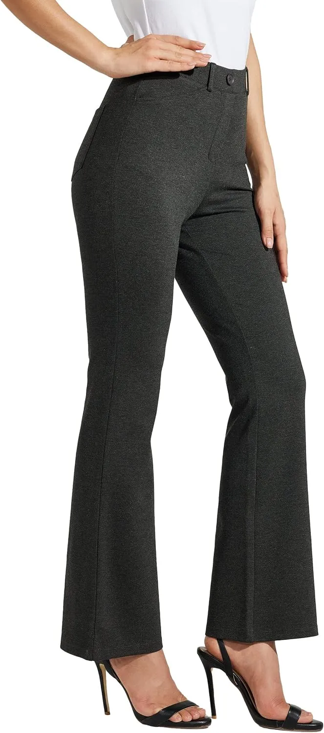 Women's Yoga Dress Pants Bootcut Work Slacks Stretch Office with Belt Loops 4 Pockets 28/29"/30"/31"/33"