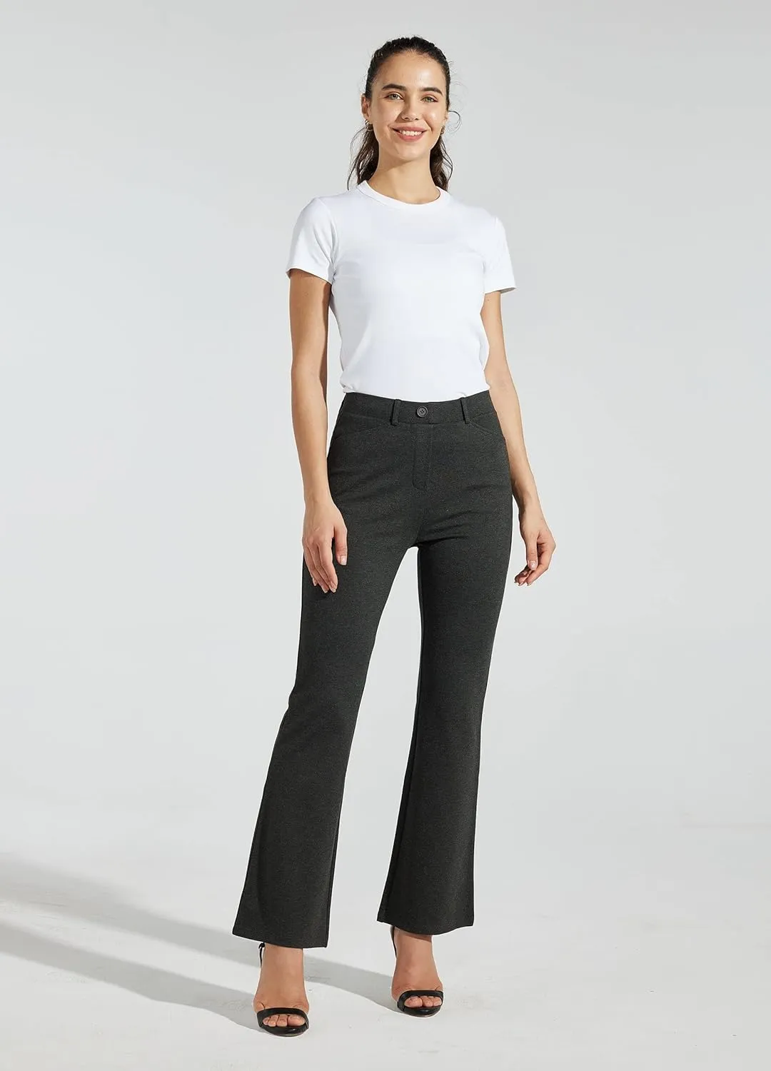 Women's Yoga Dress Pants Bootcut Work Slacks Stretch Office with Belt Loops 4 Pockets 28/29"/30"/31"/33"