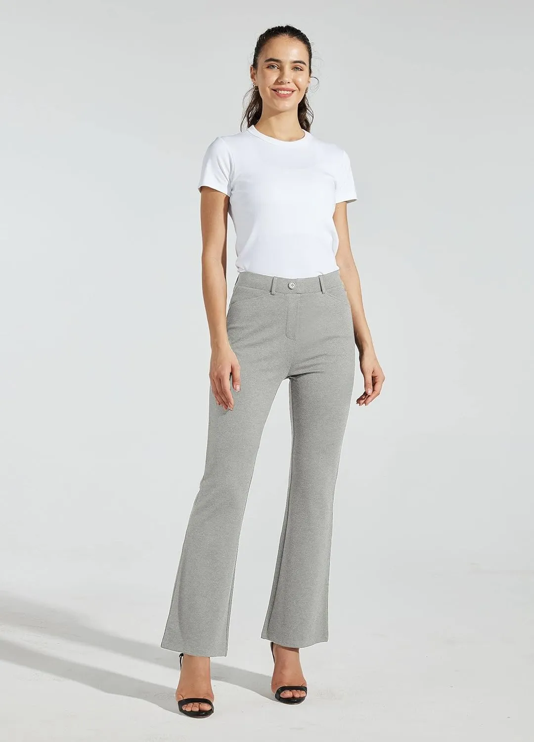 Women's Yoga Dress Pants Bootcut Work Slacks Stretch Office with Belt Loops 4 Pockets 28/29"/30"/31"/33"