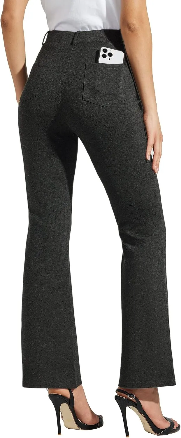 Women's Yoga Dress Pants Bootcut Work Slacks Stretch Office with Belt Loops 4 Pockets 28/29"/30"/31"/33"