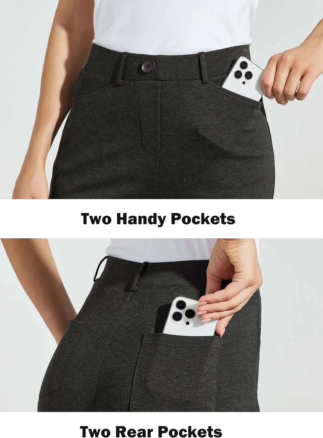 Women's Yoga Dress Pants Bootcut Work Slacks Stretch Office with Belt Loops 4 Pockets 28/29"/30"/31"/33"