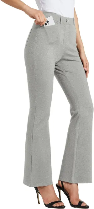 Women's Yoga Dress Pants Bootcut Work Slacks Stretch Office with Belt Loops 4 Pockets 28/29"/30"/31"/33"