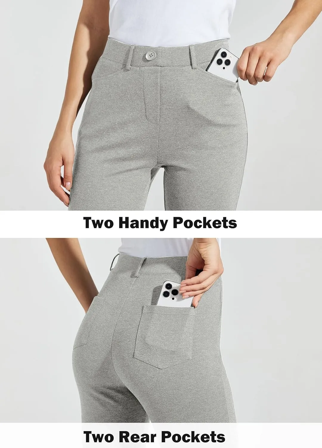Women's Yoga Dress Pants Bootcut Work Slacks Stretch Office with Belt Loops 4 Pockets 28/29"/30"/31"/33"