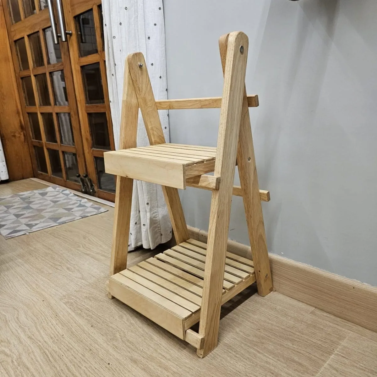 Wooden Multi-Purpose Floor Standing Stand - Handcrafted Stand For Multiple Use - Dust Proof & Spacious - Set Of 3 - Rubberwood