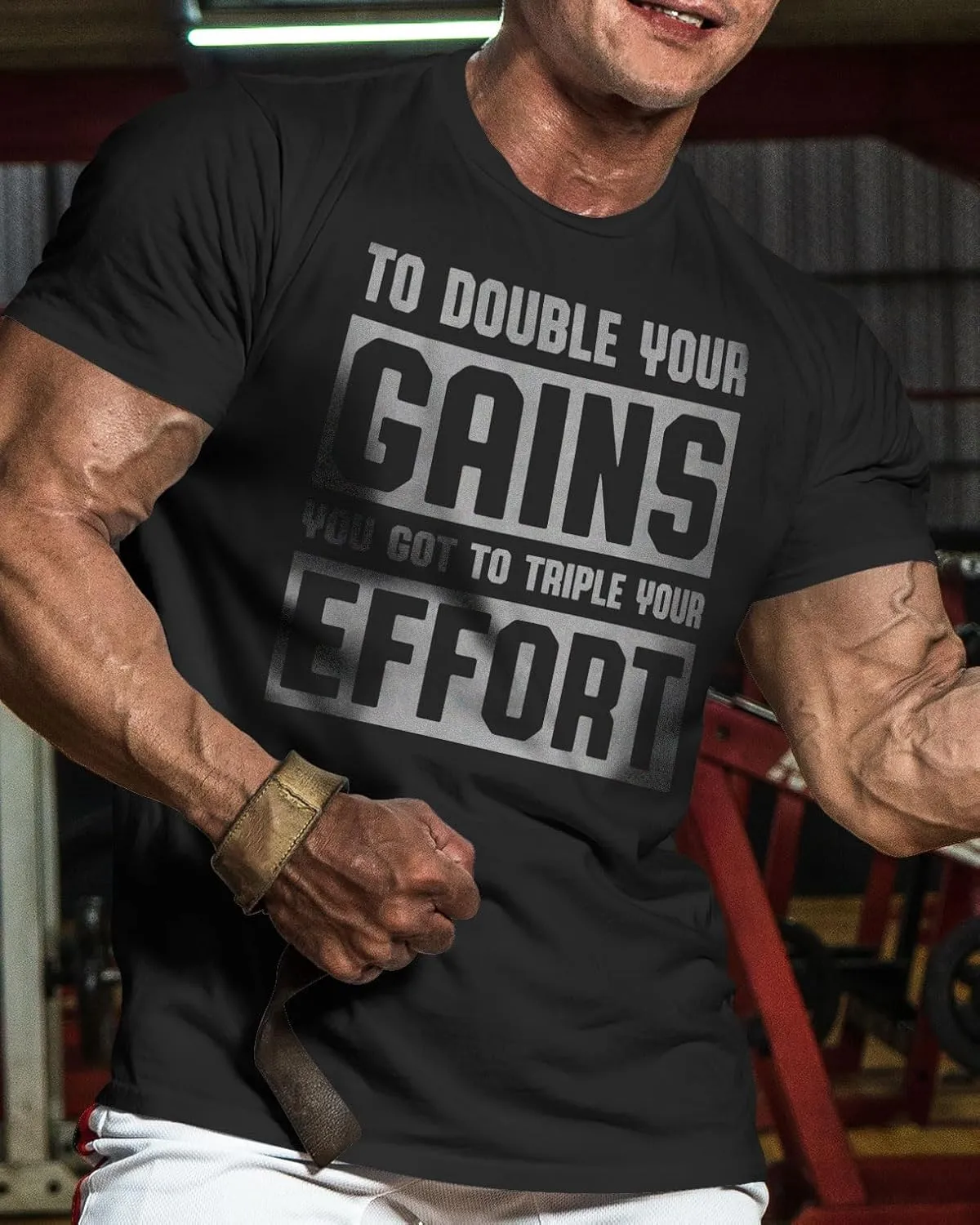 Workout Shirts for Men, to Double Your Gains Triple Your Effort Gym Shirt, Funny Lifting T-Shirt