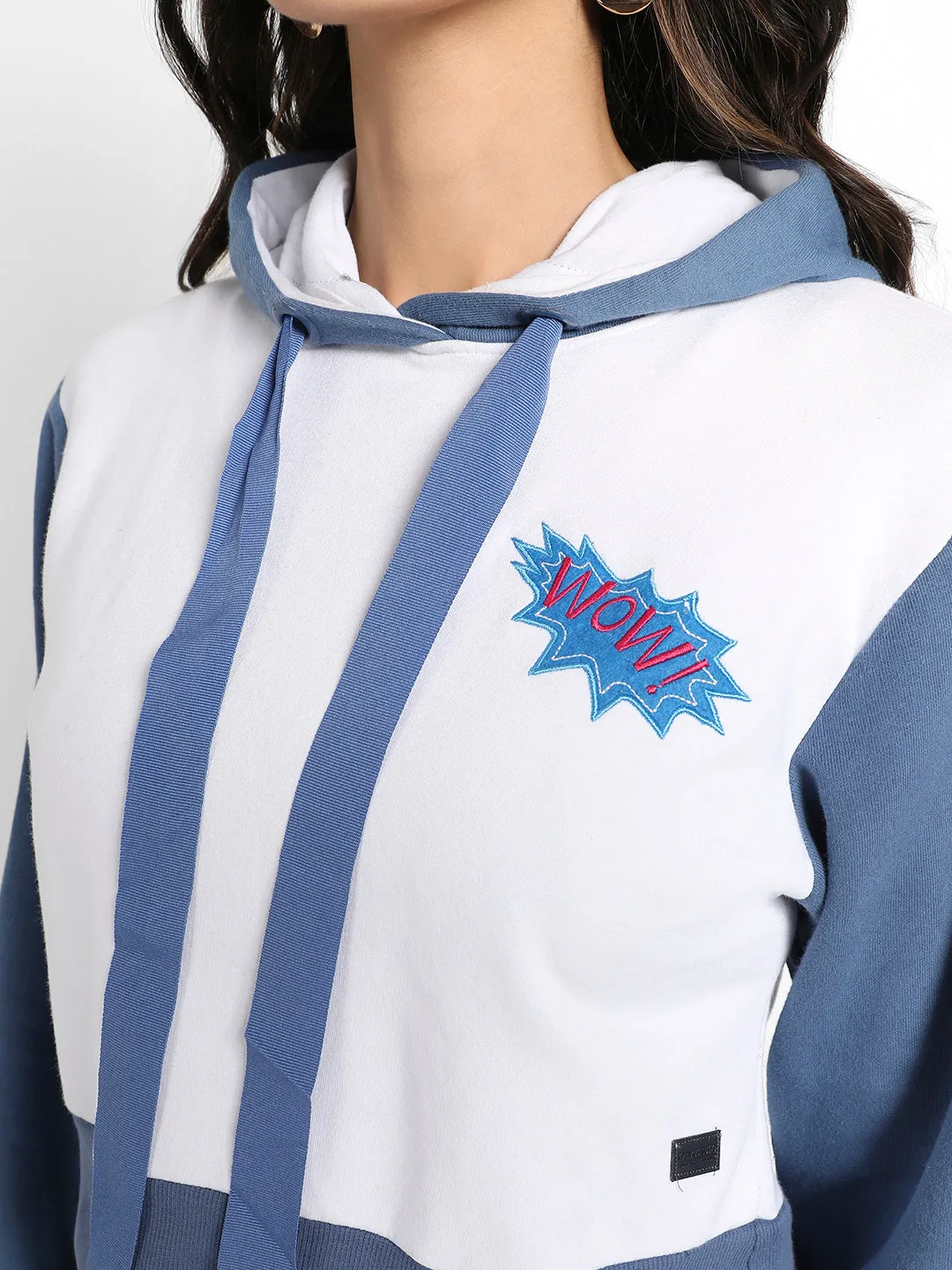 Wow! Colourblocked Cropped Hoodie