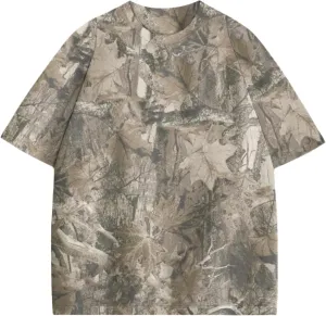Y2k Camo Oversized Short Sleeve Crew Neck Baggy Shirts Maple Leaf Printed Tshirts Shirts for Women Men