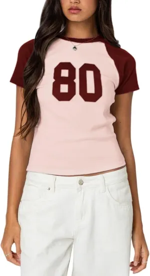 Y2k Graphic Baby Tees Women Teen Girl Fruit Print Crop Top Short Sleeve Slim Fit Vintage Aesthetic T Shirt Clothes
