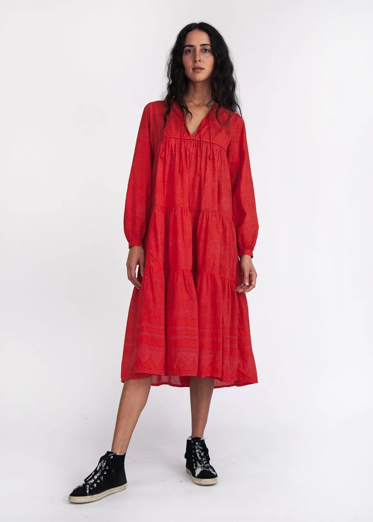 Yamini Booj Dress Overdye - Red