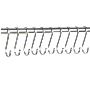 Youfui 10 Pack Flat S Hooks Heavy Duty Hanging Hooks 304 Stainless Steel S Shaped Metal Kitchen Pot Pan Hangers Rack Hooks (M/Flat/10pcs)