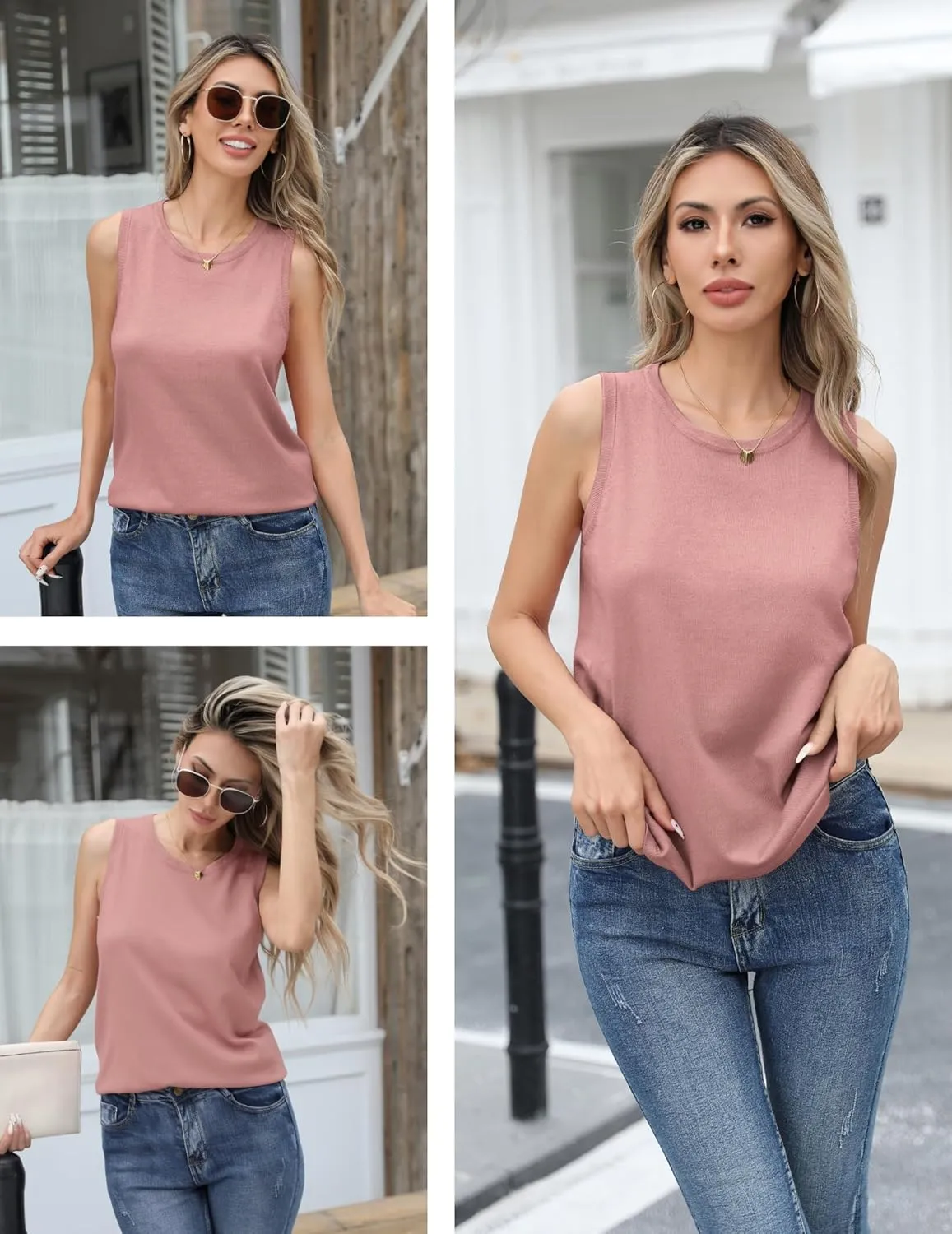 Zeagoo Womens Sleeveless Tops Knit Summer Tank Top 2025 Crew Neck Casual Loose Fit Spring Shirts Beach Blouses