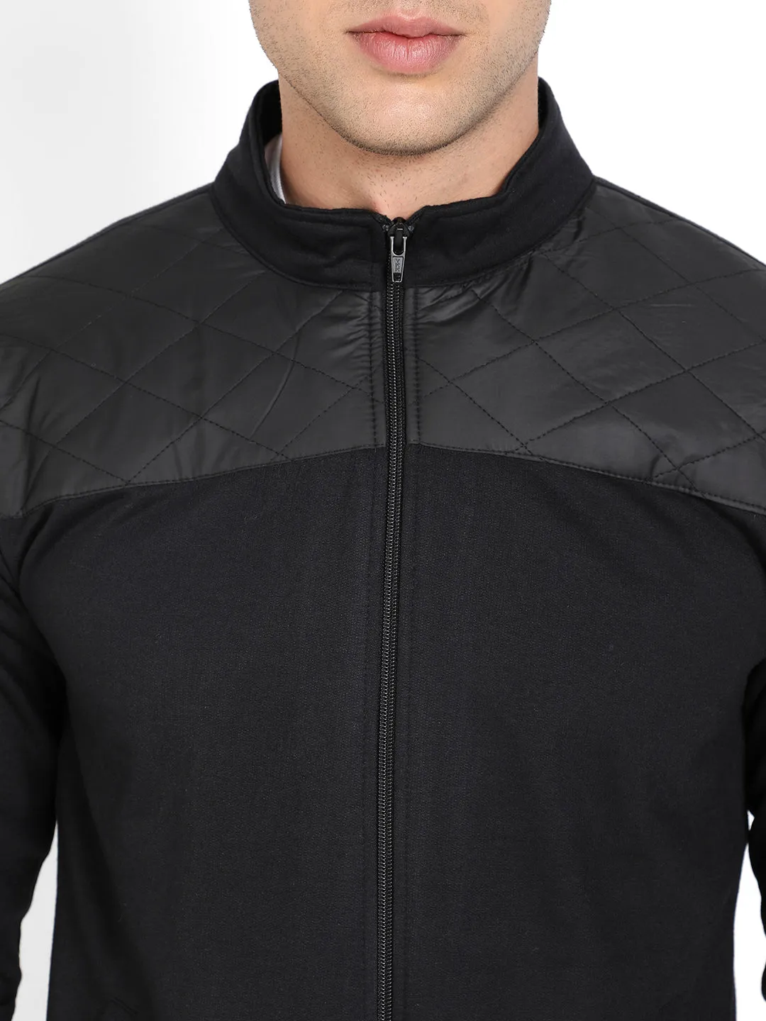 Zip-Front Jacket With Quilted Detail