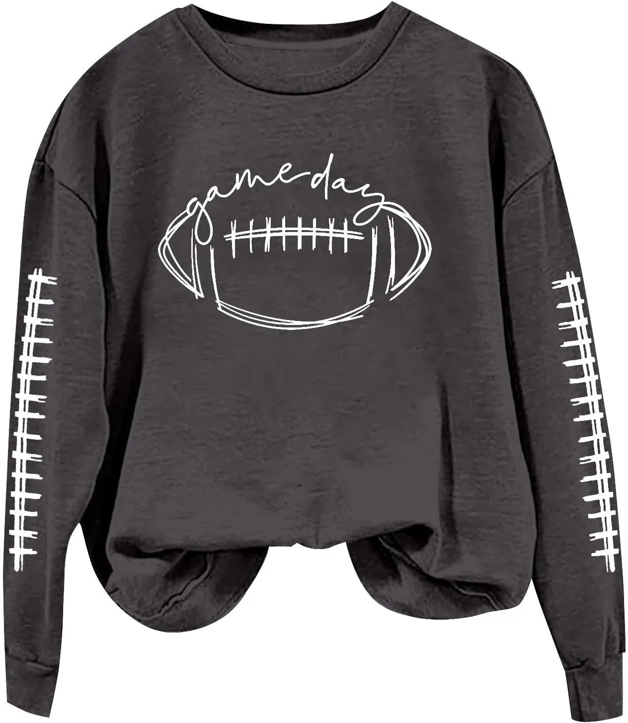 ZWRXW Game Day Sweatshirt for Women Casual Football Graphic Hoodies Oversized Long Sleeve Crewneck Pullover Trendy Fall Tops
