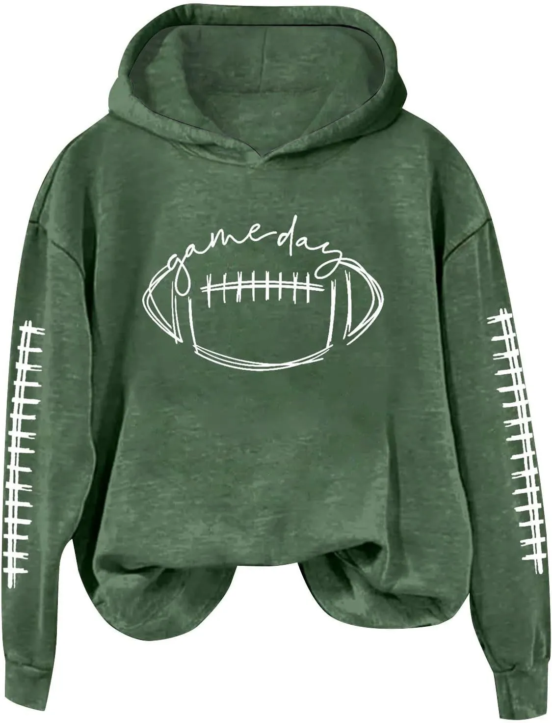 ZWRXW Game Day Sweatshirt for Women Casual Football Graphic Hoodies Oversized Long Sleeve Crewneck Pullover Trendy Fall Tops